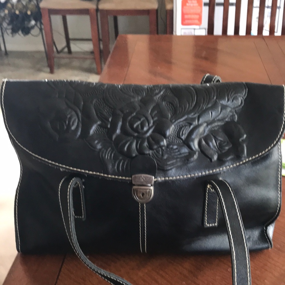 Black hand tooled Patricia Nash bag